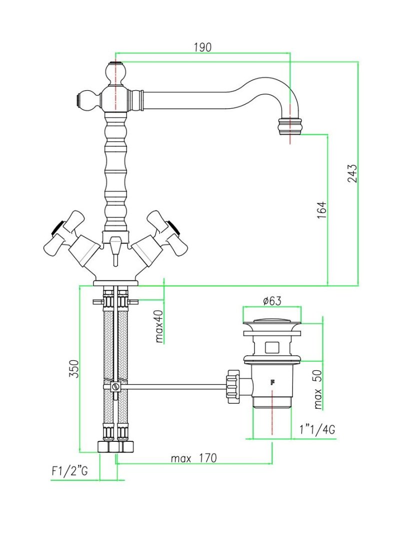 Смеситель для раковины Webert Armony AM700302010 золото