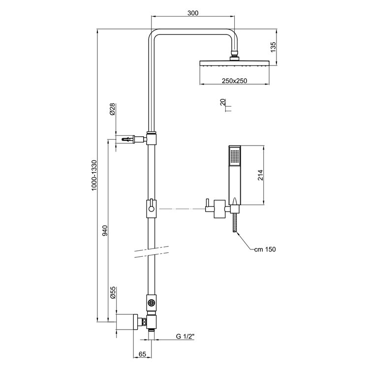 Душевой гарнитур Webert Comfort AC0675015METAL