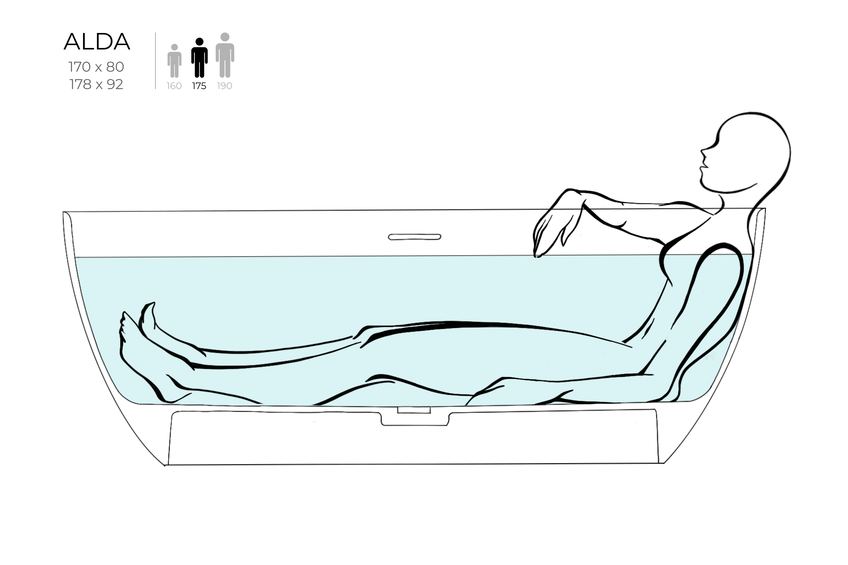 Ванна каменная отдельностоящая глянцевая 170х80 Salini ALDA 101912G