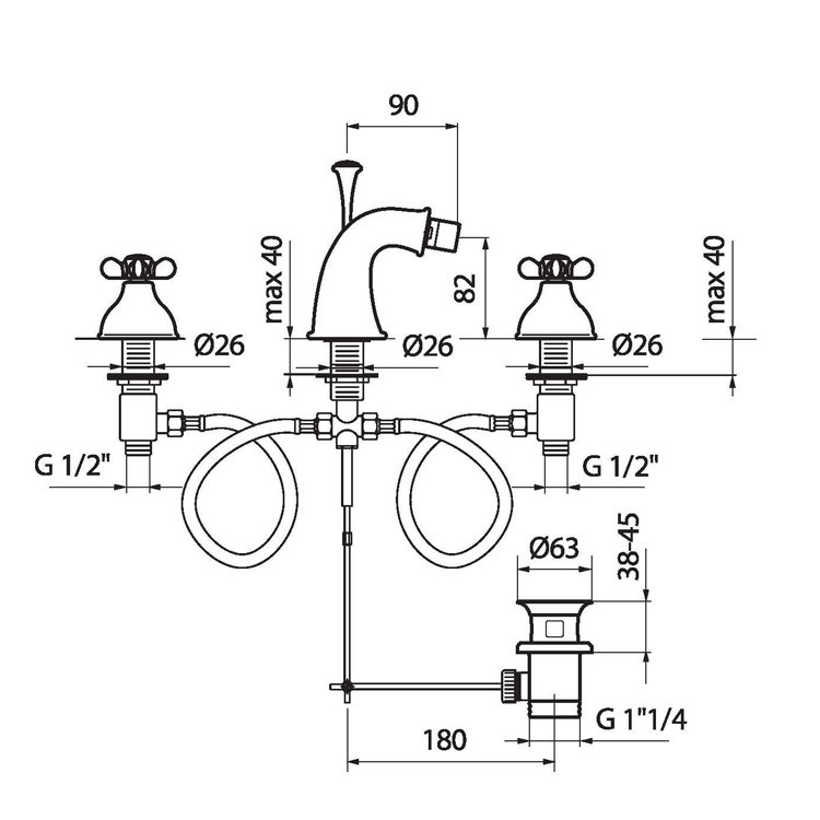 Смеситель для биде Webert Ottocento OT710202015