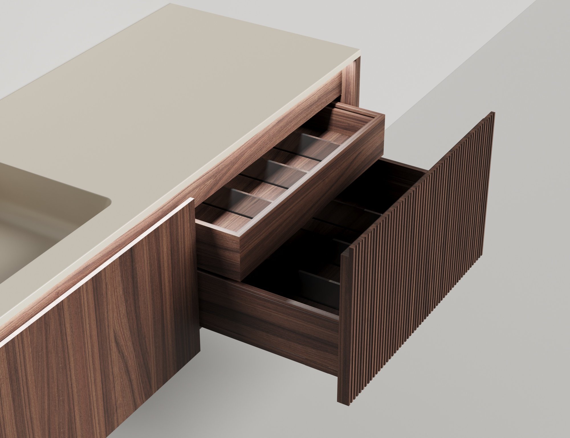 Подвесная тумба со столешницей Salini Domino 160x50 шпон 27D216