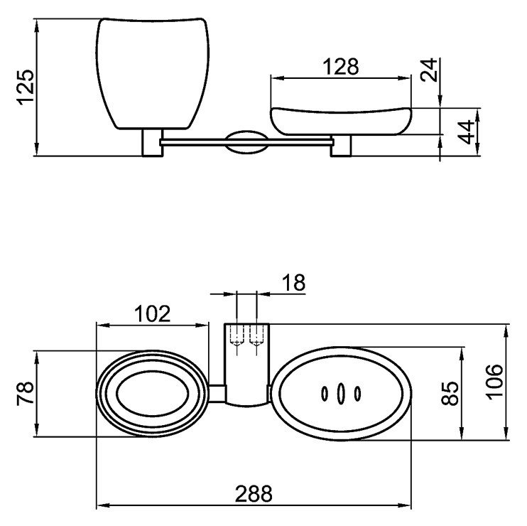 Мыльница и стакан для зубных щеток Webert Aria AI501101015