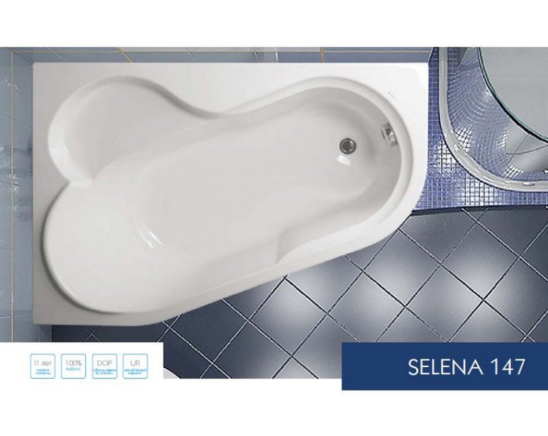 Акриловая ванна VAGNERPLAST SELENA 147x100 Left