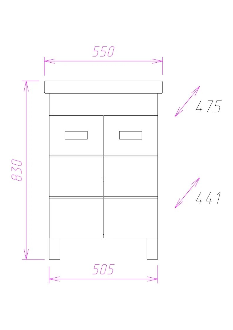Тумба Onika БАЛТИКА-КВАДРО 55.10 под раковину Santek ТИГОДА 55