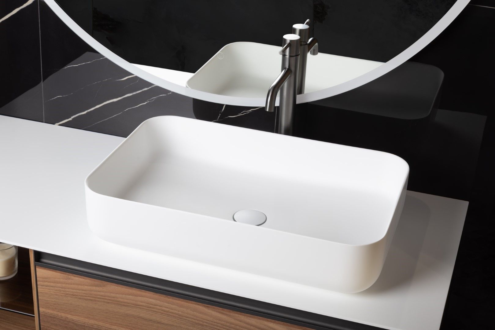 Раковина накладная Corian 40 см Boheme Corian 879-60-MW белый