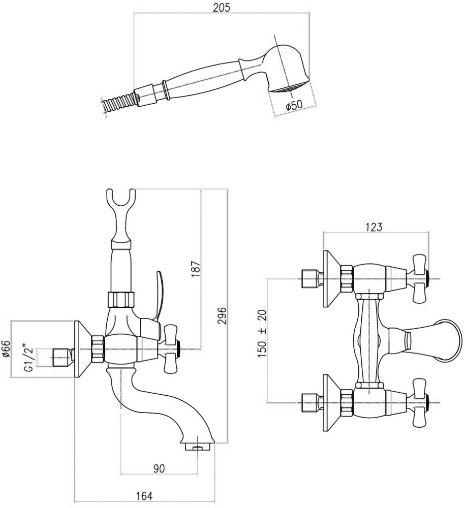 Смеситель для ванны Webert Armony AM720201060 медь