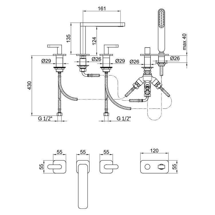 Смеситель для ванны с душем Webert Living LV730401015