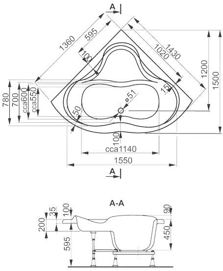 Акриловая ванна 125х125 VagnerPlast MINI CATALINA VPBA125CTM3X-01