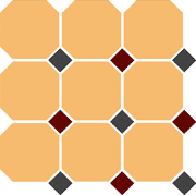 гранит керамический 4421 oct14+20-a ochre yellow octagon 21/black 14 + brick red 20 dots 30x30 см Желтый