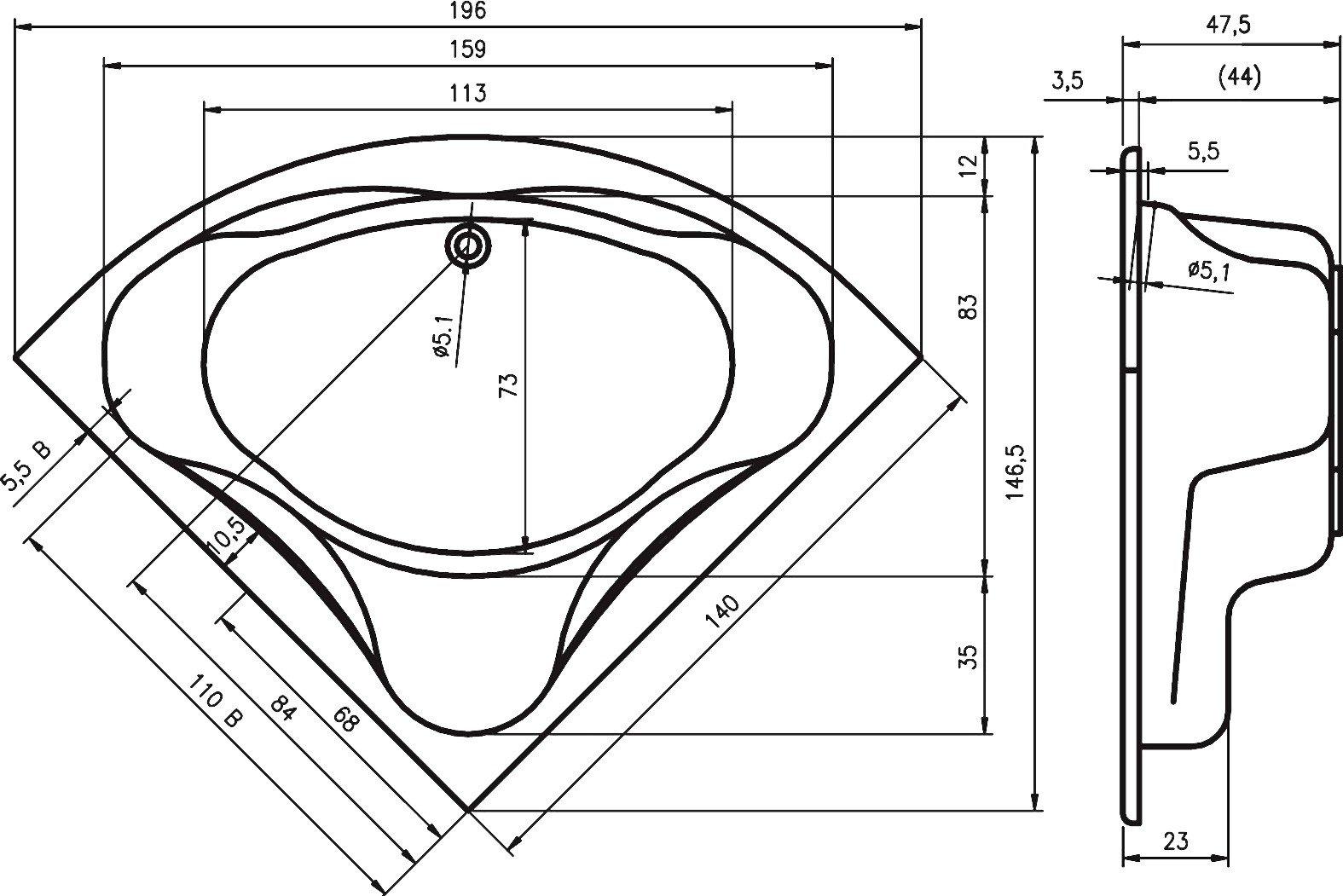 Ванна акриловая RIHO NEO 140x140 BC3400500000000