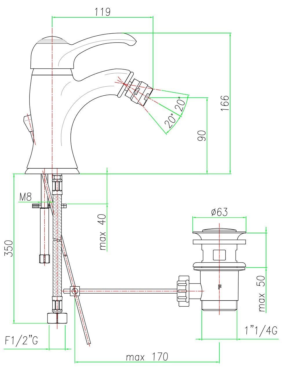 Смеситель для биде Webert Aurora AU840102065