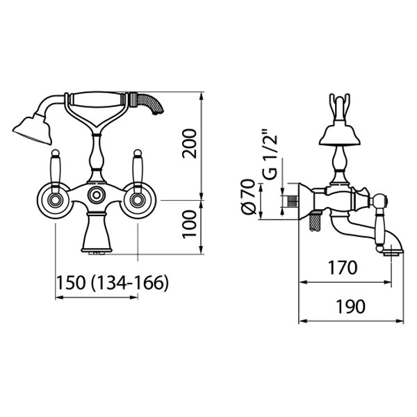 Смеситель для ванны Webert Dorian DO720201065