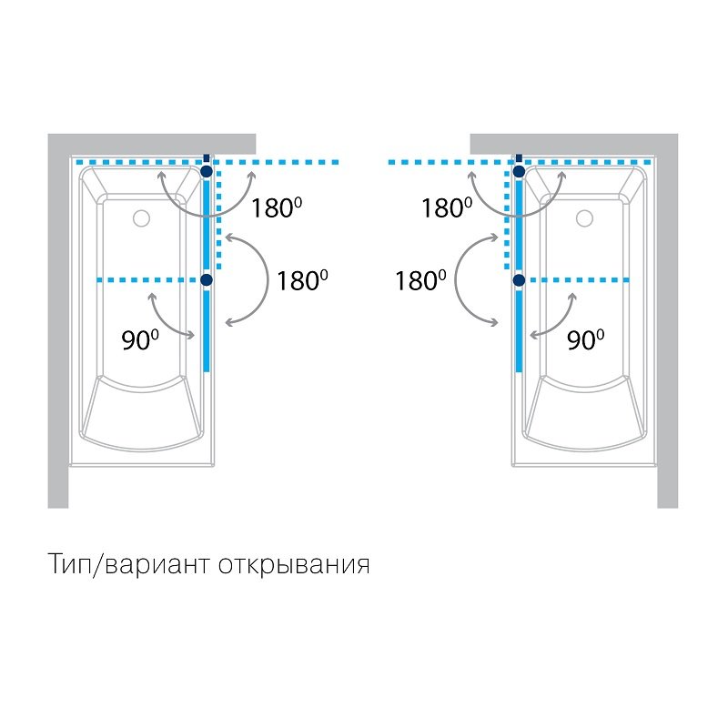 Шторка на ванну 2-секционная 115x140 Koller Pool QP95L профиль хром стекло прозрачное