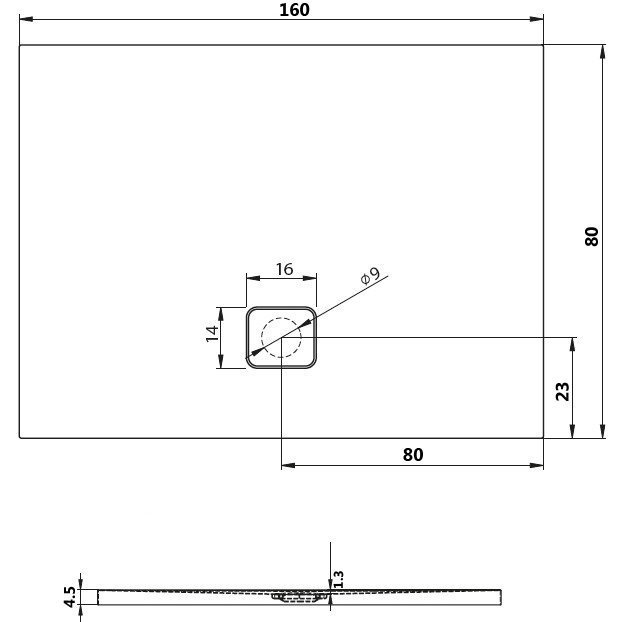 Душевой поддон акриловый RIHO Basel 410 160x80 белый и сифон DC200050000000S