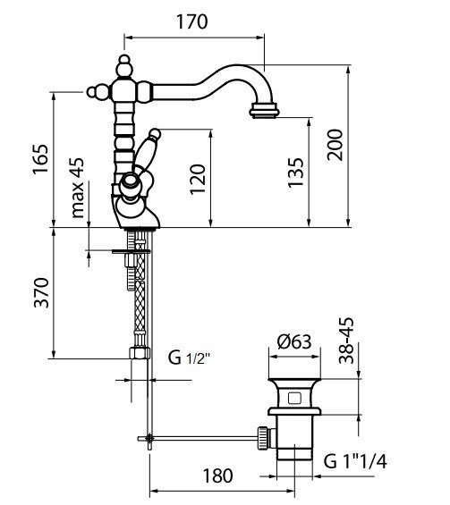 Смеситель для раковины WEBERT ALEXANDRA AL 700302.015
