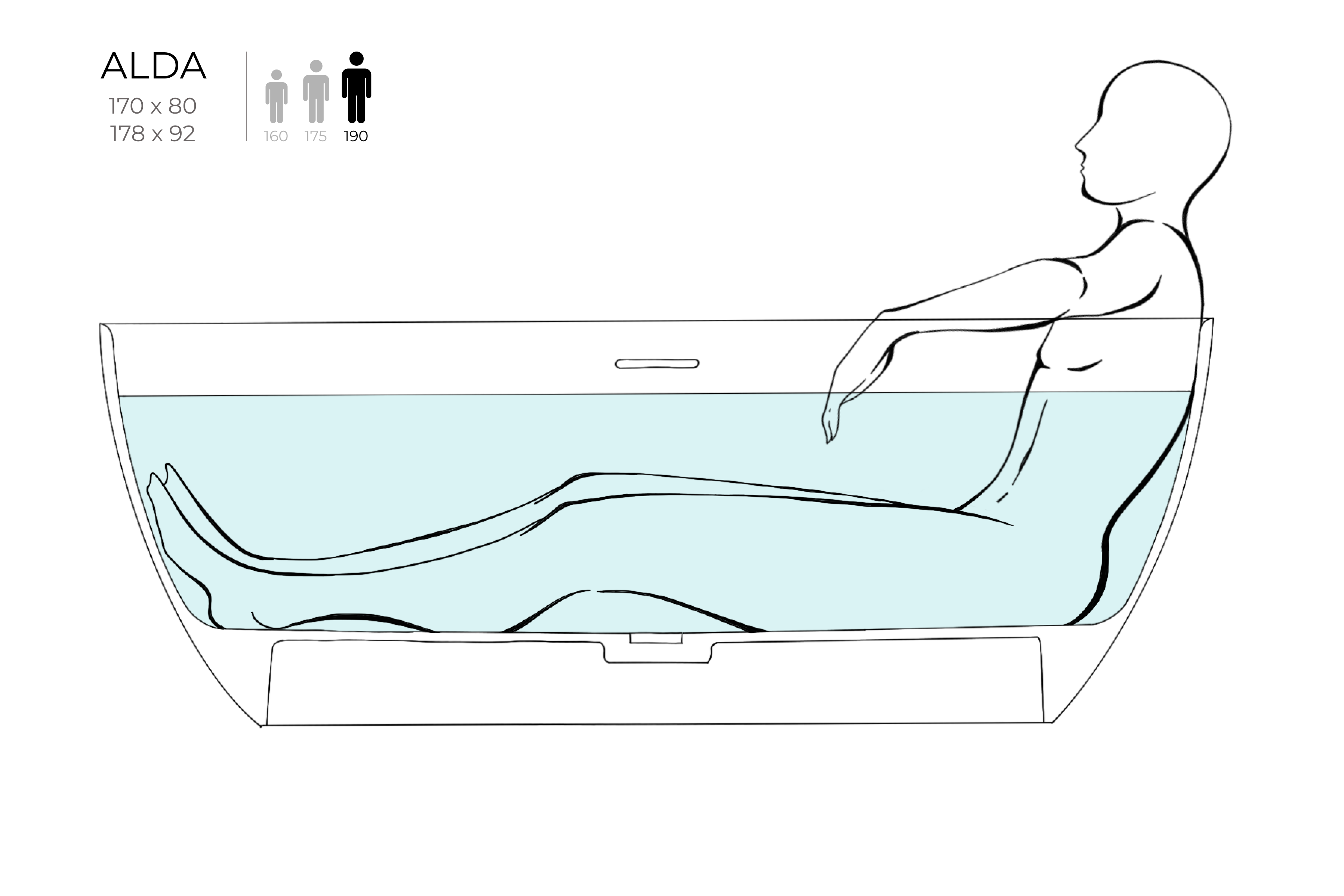 Ванна каменная отдельностоящая глянцевая 170х80 Salini ALDA 101912G