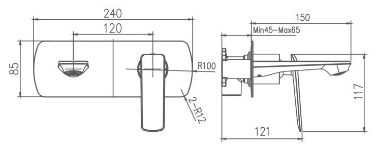 Встраиваемый смеситель для ванны Haiba HB80548-8