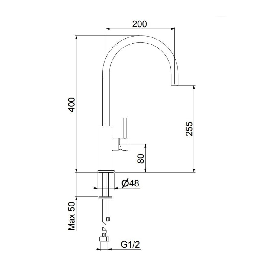 Смеситель для кухни Webert Oblique OB920302560, Черный