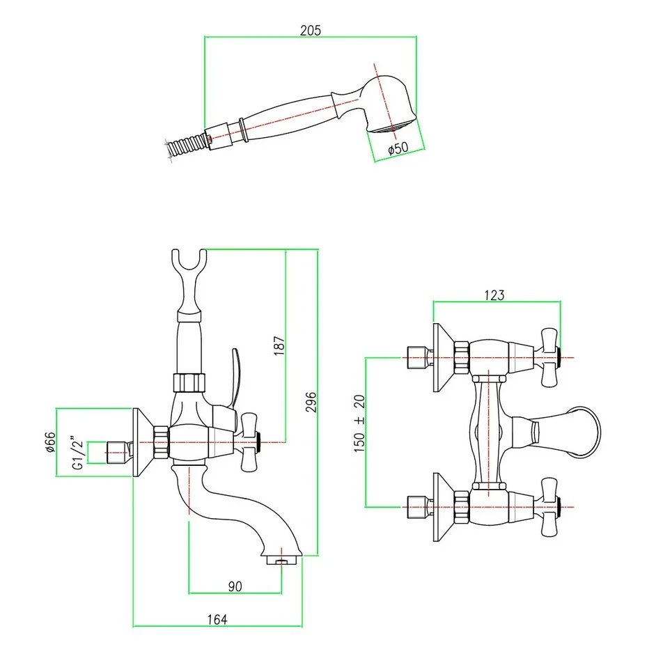 Смеситель для ванны Webert Armony AM720201065(153) бронза