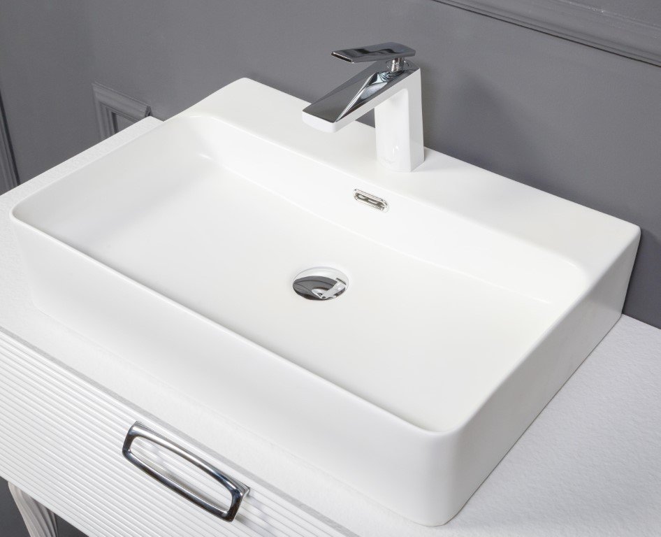 Раковина Керамика прямоугольная под смеситель белая Armadi Art Vallessi 874