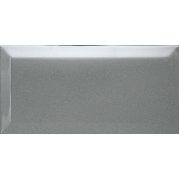 настенная плитка (кабанчик) biselado plata mate 7,5x15 Серый