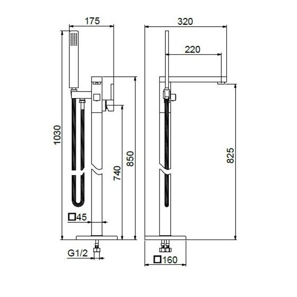 Смеситель для ванны Webert Pegaso PE851101010 золото