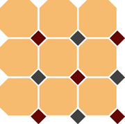 гранит керамический 4421 oct20+14-b ochre yellow octagon 21/brick red 20 + black 14 dots 30x30 см Желтый