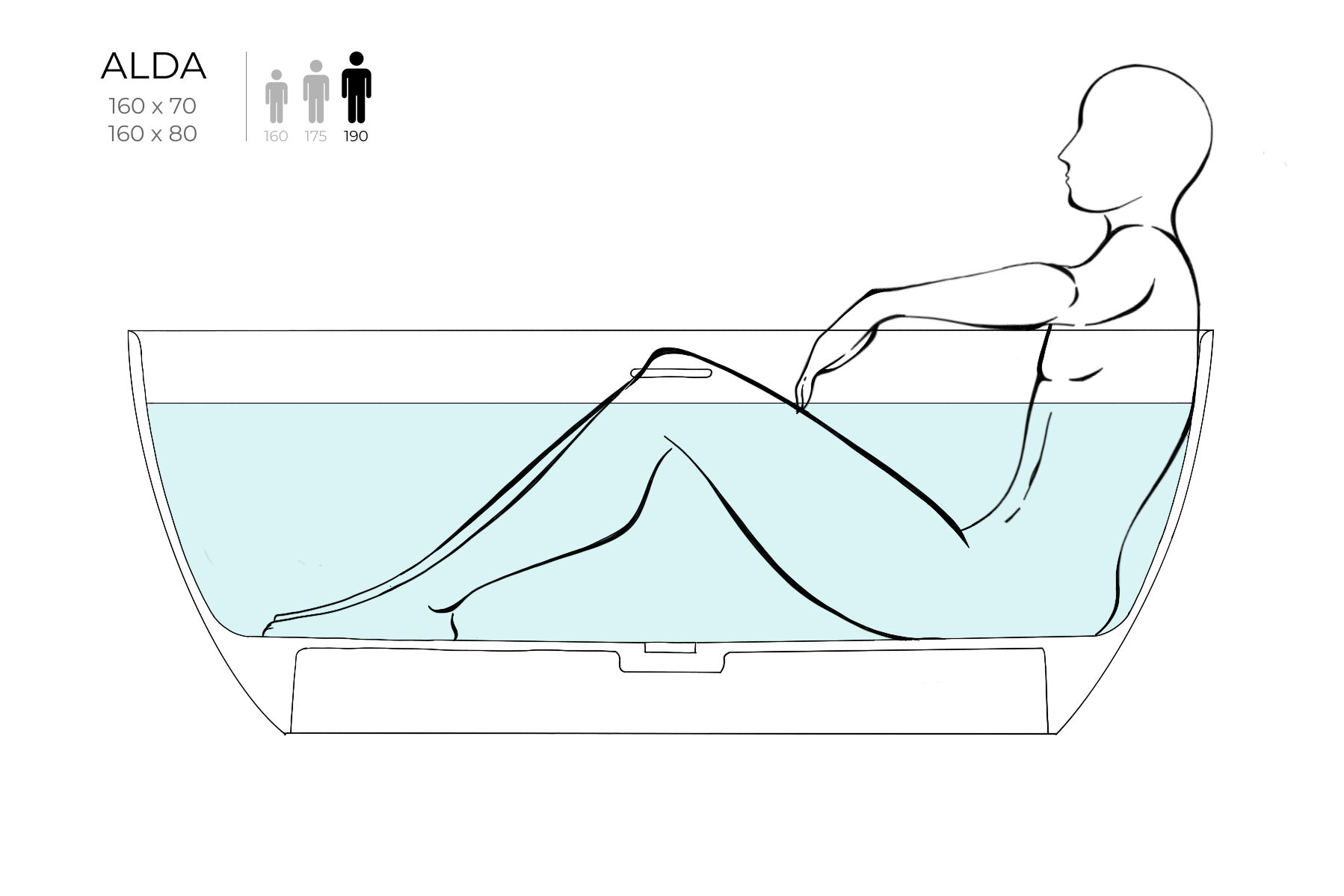 Ванна каменная отдельностоящая глянцевая 160х70 Salini ALDA 101914G