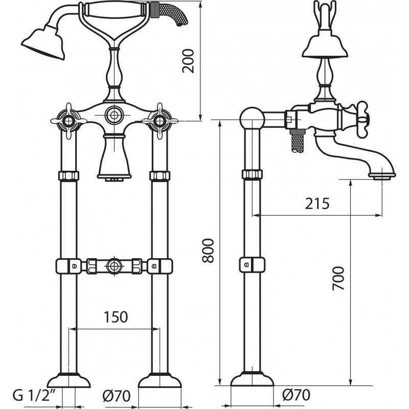 Смеситель для ванны с душем Webert Ottocento OT720801065