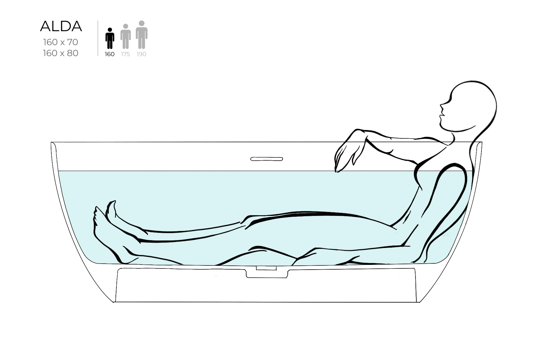 Ванна каменная отдельностоящая глянцевая 160х70 Salini ALDA 101914G