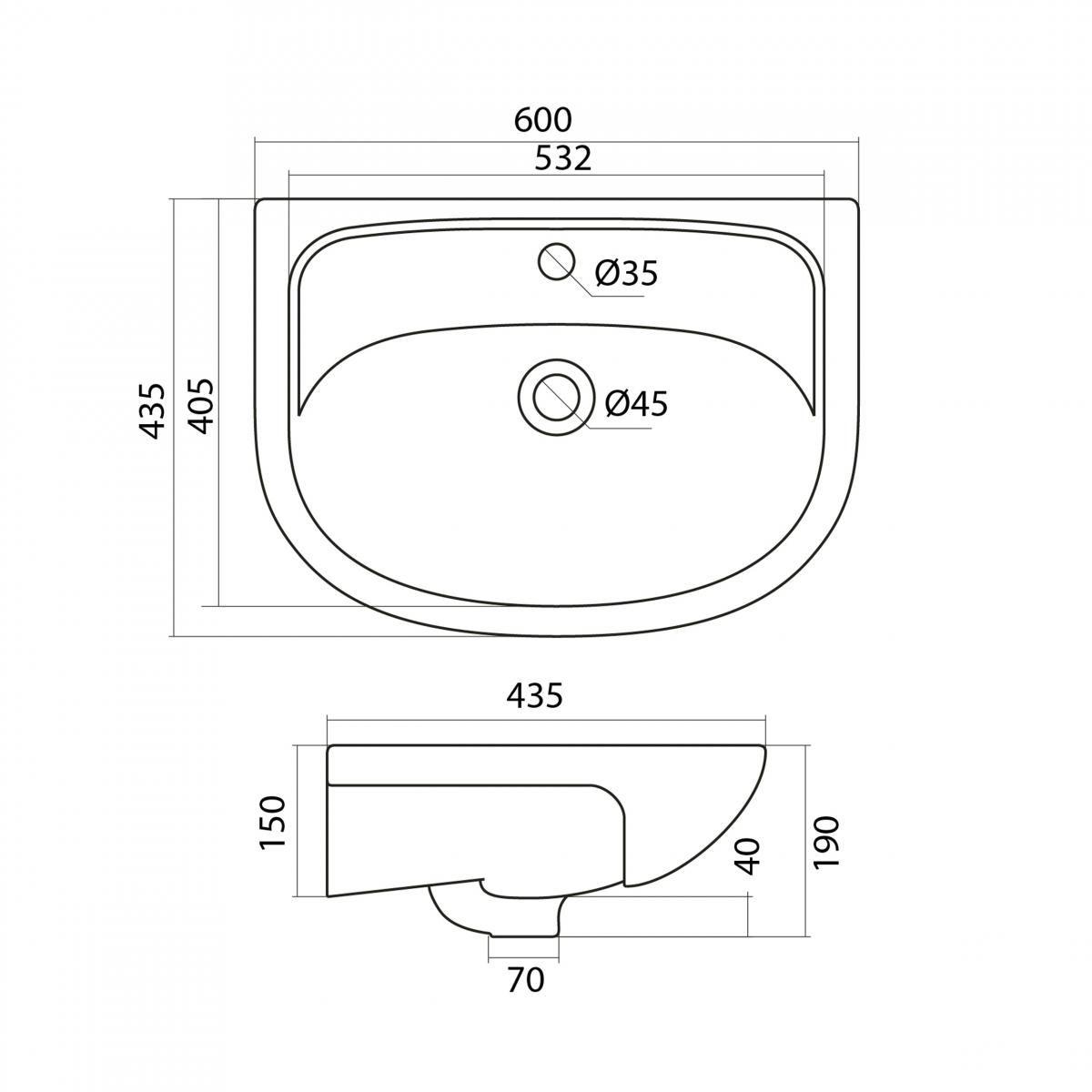 Раковина 60x43,5 см Santek Эллада 1WH110198 белый