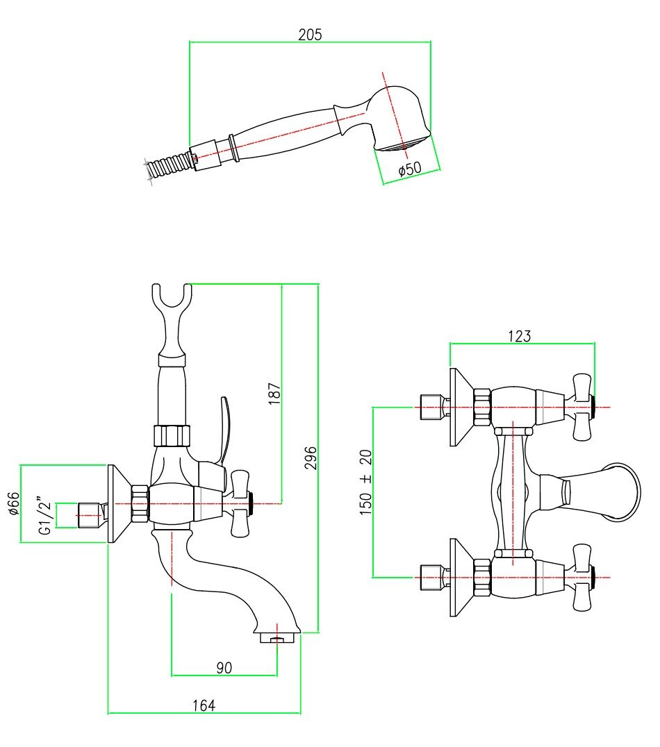 Смеситель для ванны Webert Armony AM720201015(153) Хром