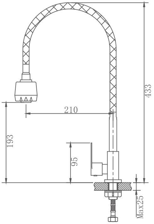 Моно смеситель для кухни под одну воду излив гибкий Haiba HB4181