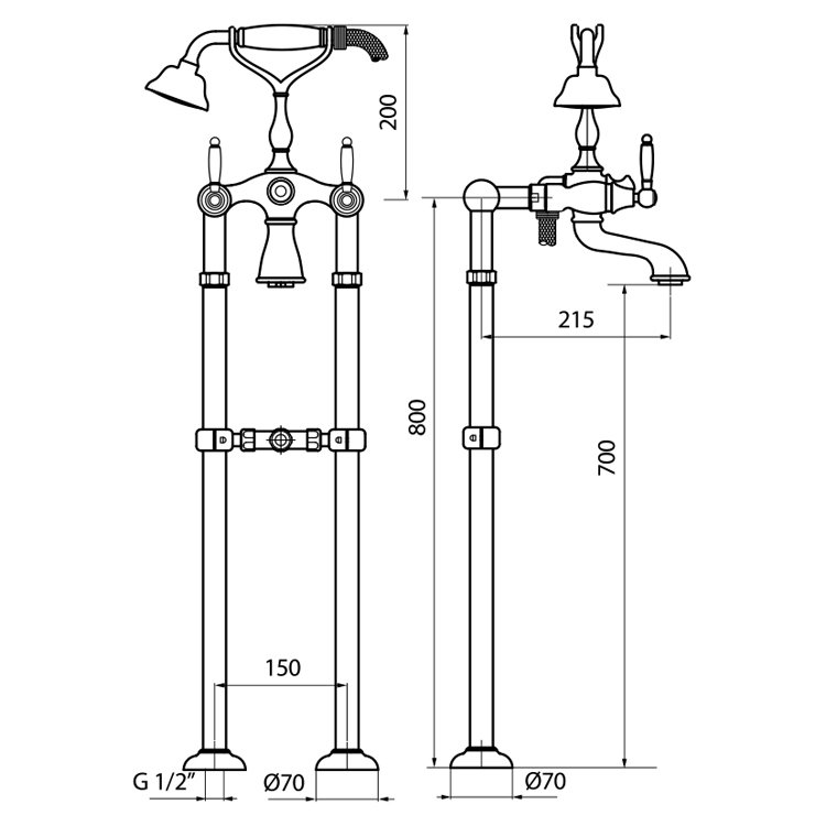 Смеситель для ванны Webert Dorian DO720801015
