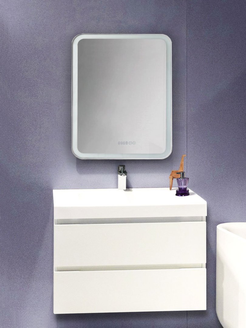Зеркало-шкаф 60 см с часами и сменой цвета подсветки Silver Mirrors Фиджи левый/правый LED-00002363