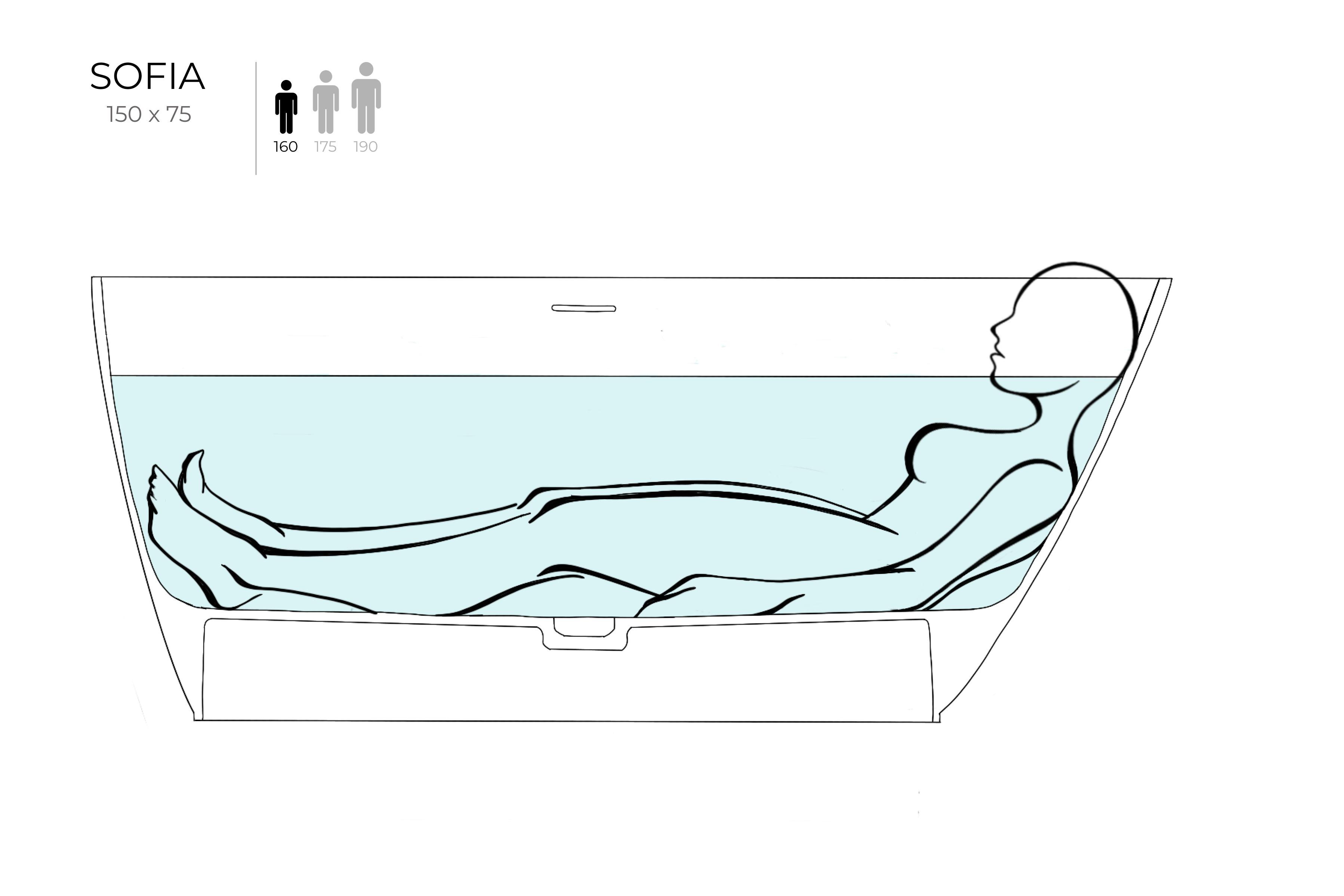 Ванна отдельностоящая Salini SOFIA 150x75 покраска по RAL полностью 102518GRF