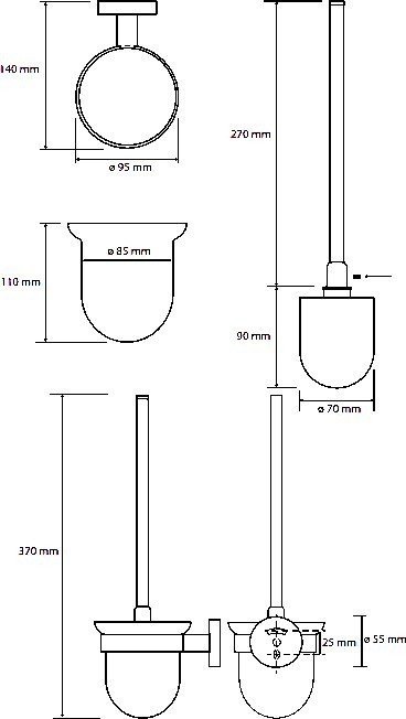 Ёршик подвесной щётка чёрная 9,5 см BEMETA AMBER