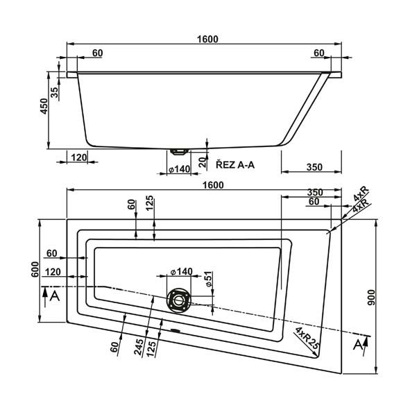 Акриловая ванна VAGNERPLAST CAVALLO OFFSET 160x90 Left