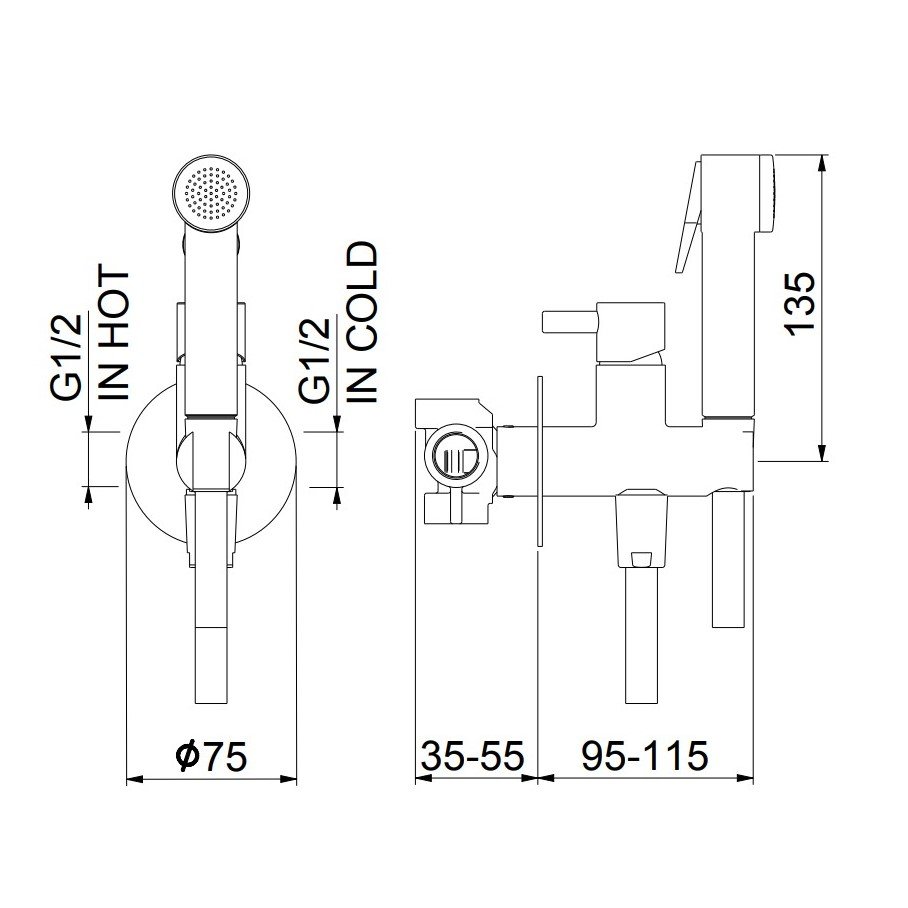 Гигиенический душ со смесителем Webert Elio EL870303345PVC никель матовый