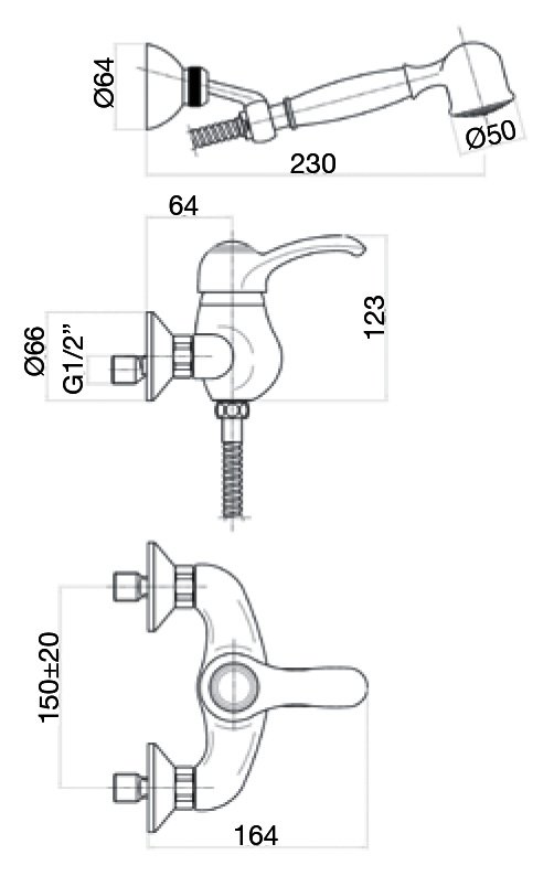 Смеситель для душа Webert Armony AU870101010 золото