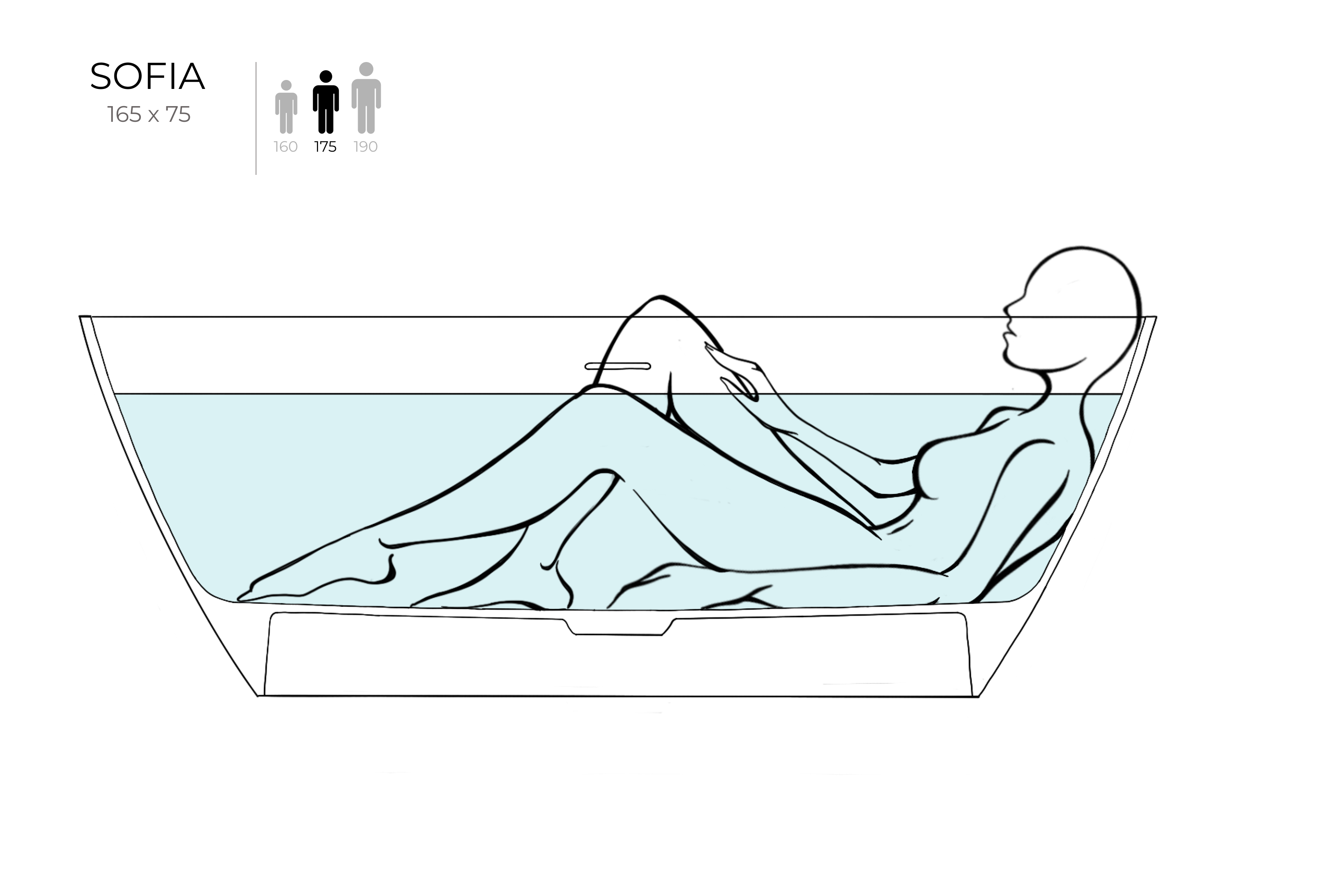 Ванна каменная отдельностоящая глянцевая 165х75 Salini SOFIA 102511G