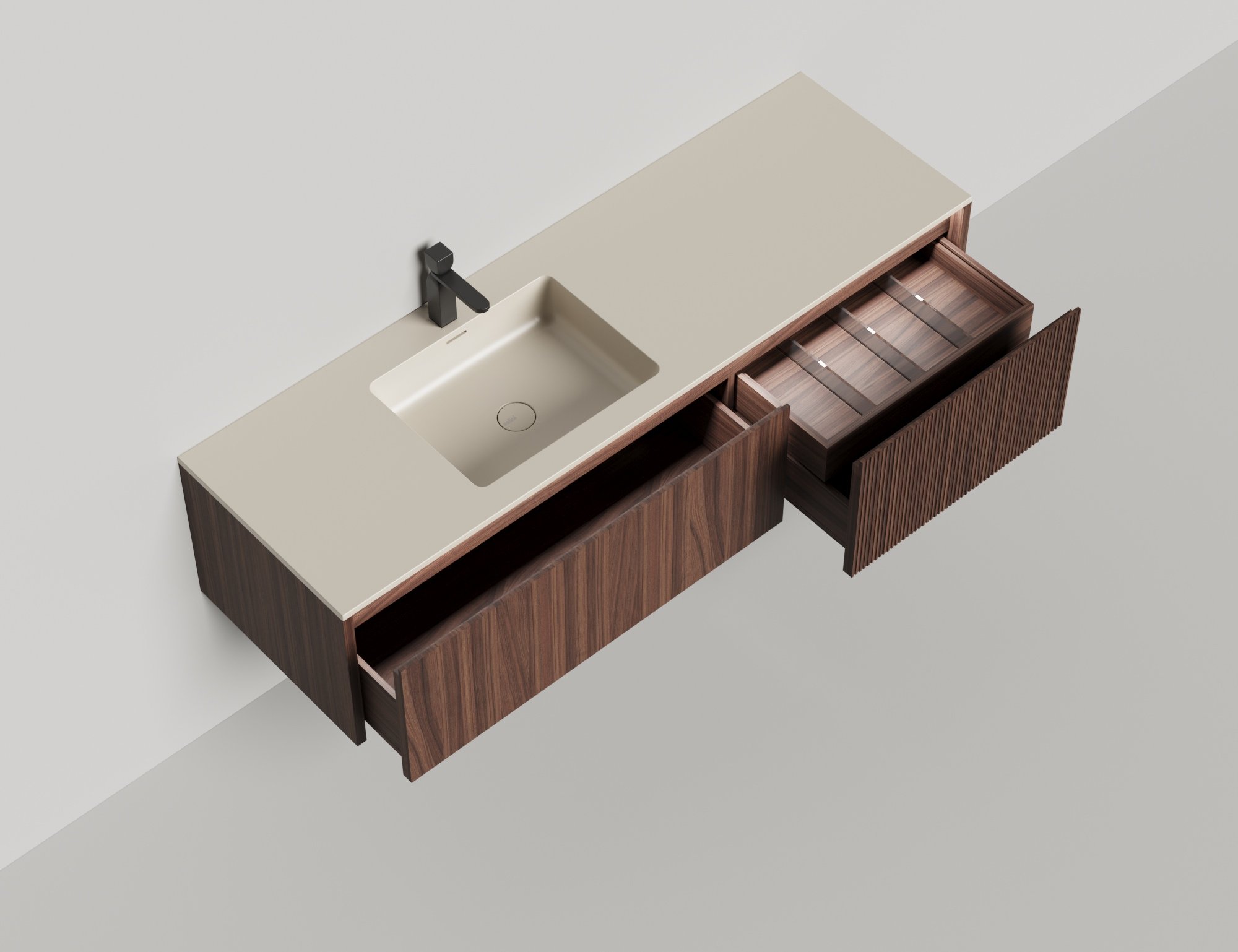 Подвесная тумба со столешницей Salini Domino 160x50 шпон 27D216