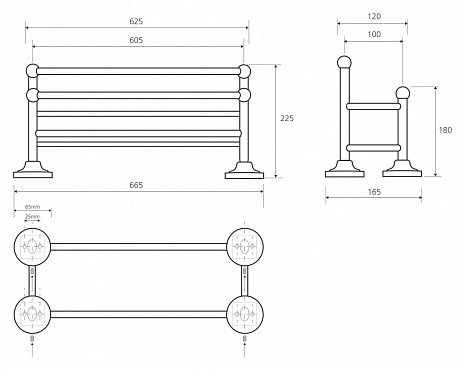 Полочка для полотенец 66,5 см BEMETA RETRO золото