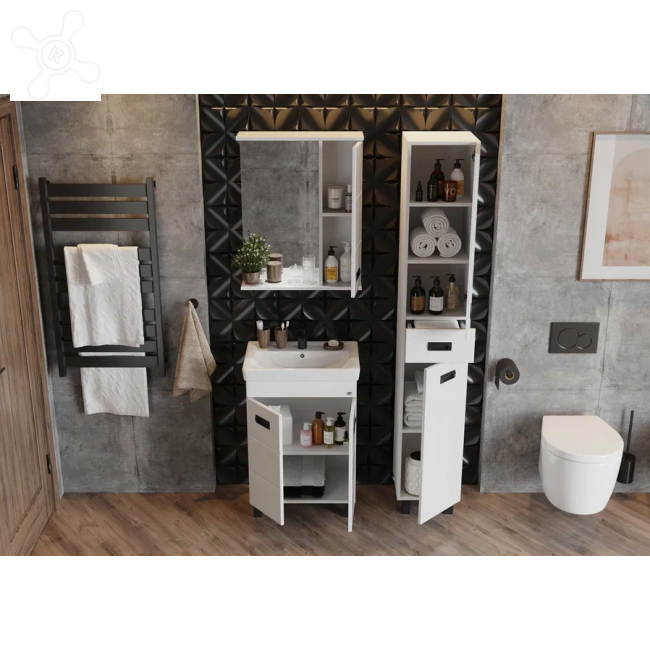 Тумба Onika БАЛТИКА-КВАДРО Black 55.11 под раковину Santek ТИГОДА 55