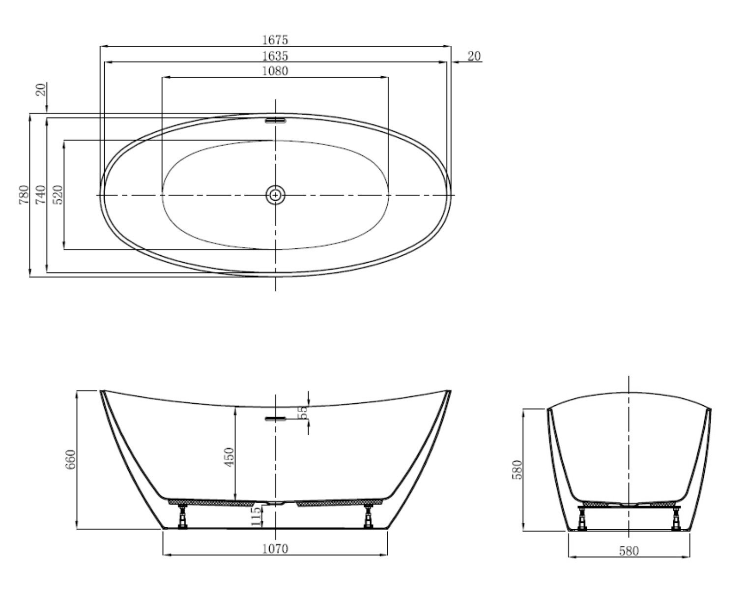 Акриловая ванна отдельностоящая VAGNERPLAST LORNA 167x80