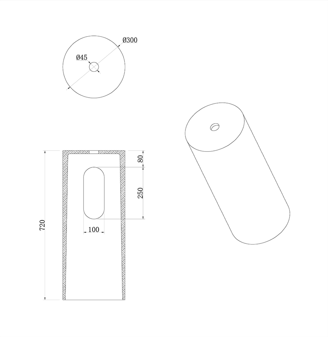 Пьедестал для раковины  Boheme Corian 801-base-grey серый