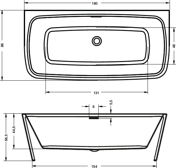 Ванна акриловая RIHO ADORE FS 180x86 BD04C0500000000