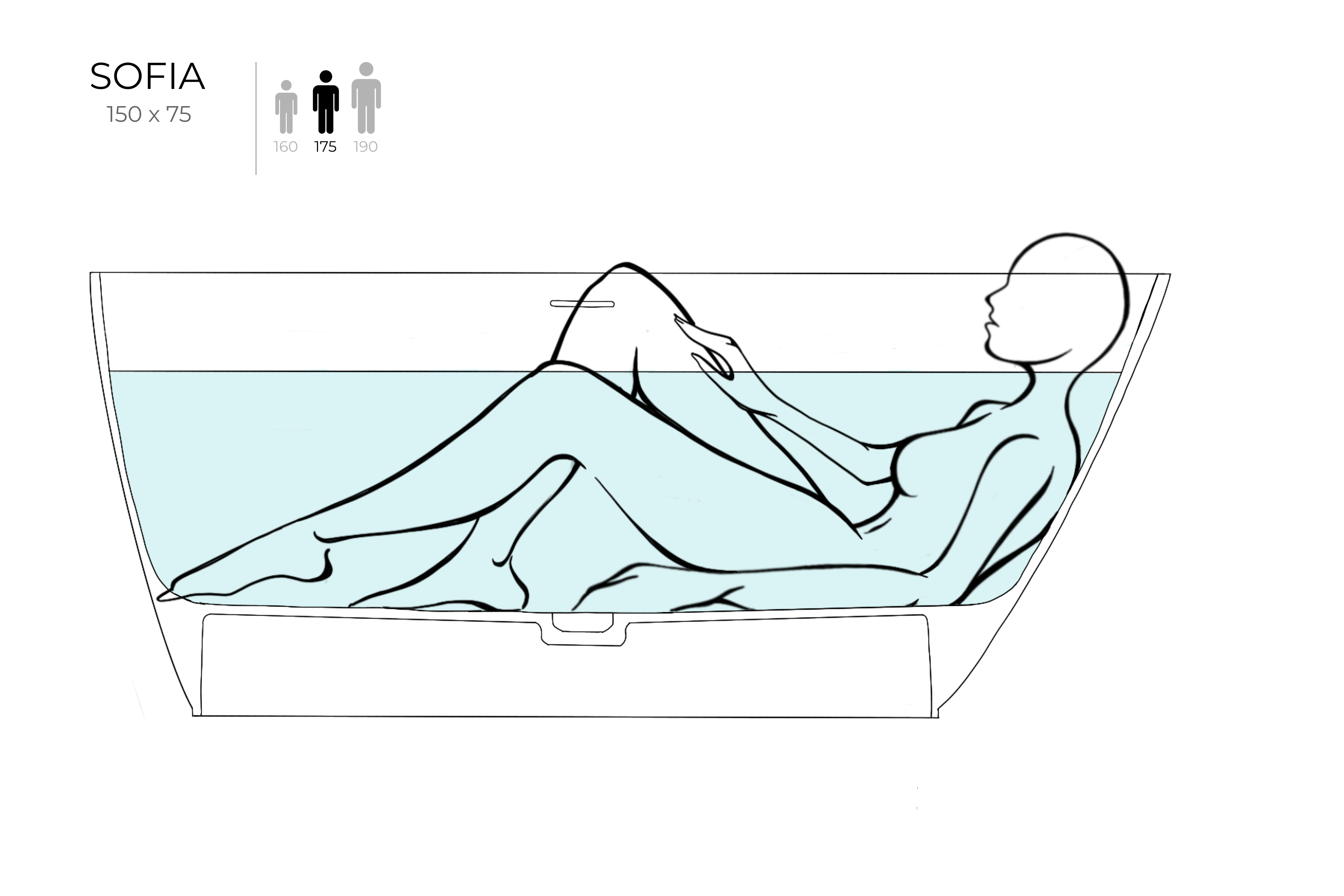 Ванна отдельностоящая Salini SOFIA 150x75 покраска по RAL полностью 102518GRF