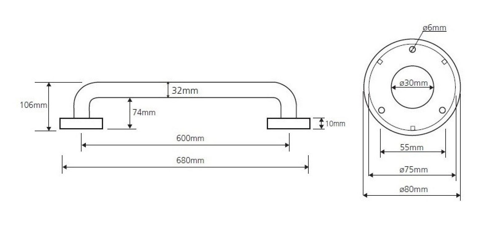 Поручень 60 см BEMETA HELP сталь