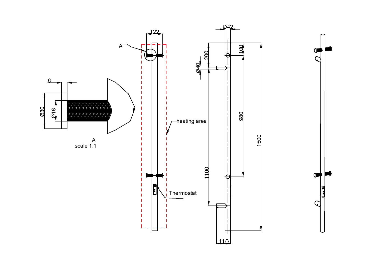 Полотенцесушитель электрический 12,2x150 см Boheme UNO 726-CR хром
